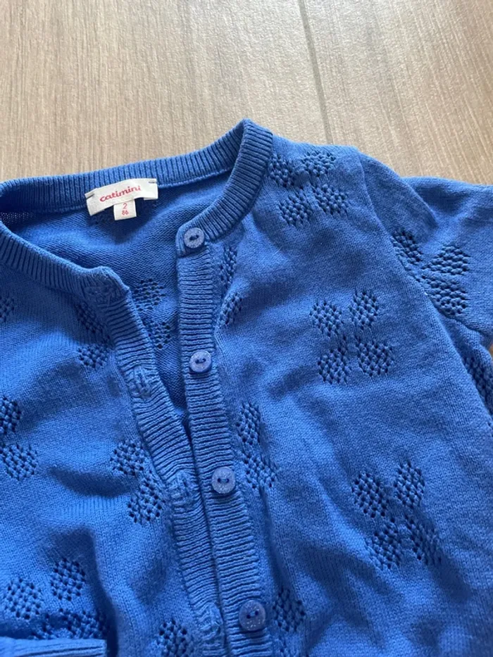 Gilet bleu maille papillon - photo numéro 2