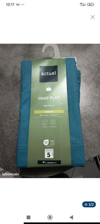 Drap plat neuf 180*290