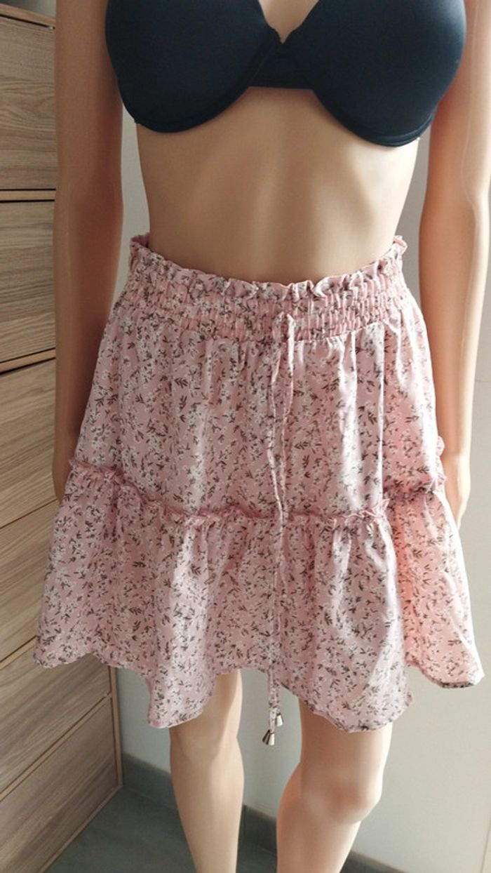 Jupe fleuris rose femme taille s
