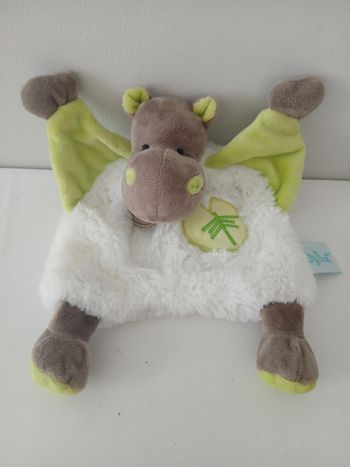 Doudou baby nat  hippopotame vert