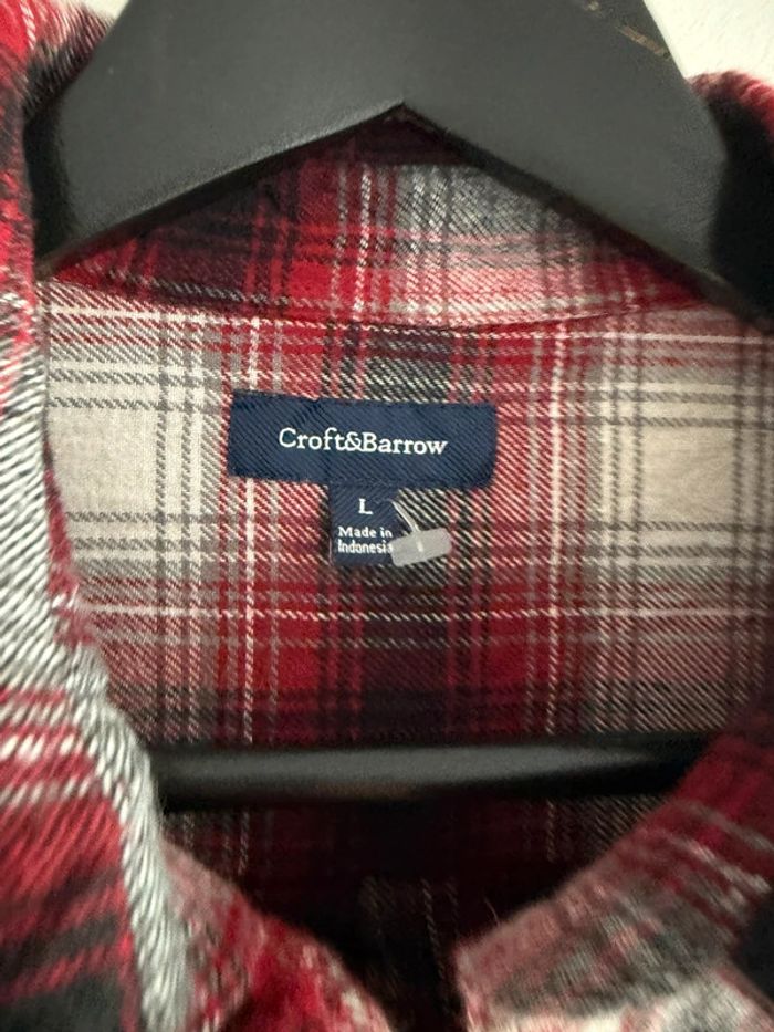 Chemise / Surchemise vintage Croft & Barrow en coton taille L couleur rouge & blanc - photo numéro 3