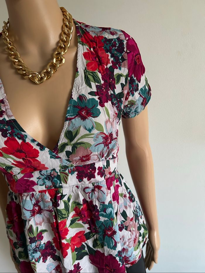 Blouse fleurie à manches courtes Morgan taille 36 TBE - photo numéro 4