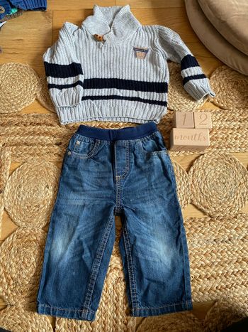 Jean orchestra et pull en maille ikks 12 mois