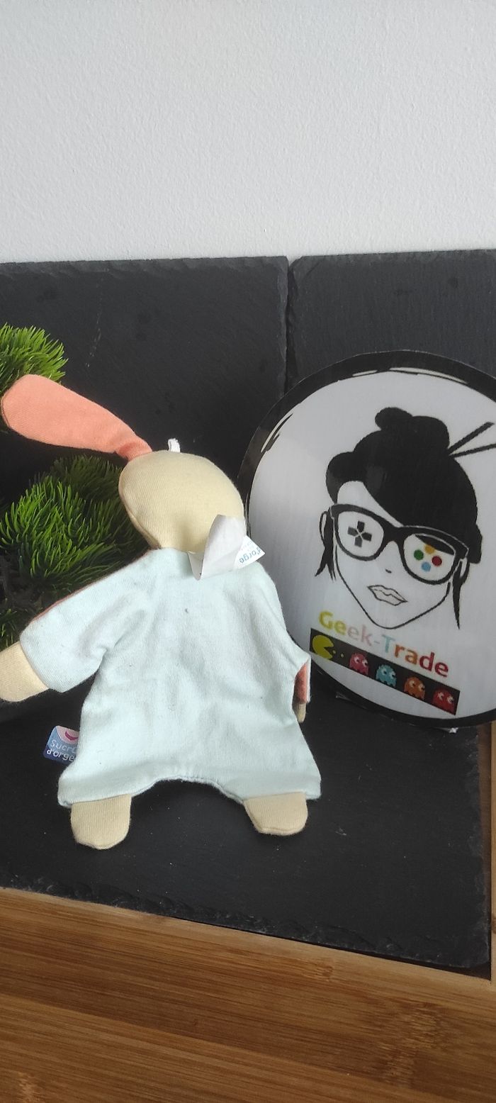 Doudou Lapin Bunny Plat Pull Orange Pantalon Bleu Sucre D'orge Marron Beige - photo numéro 2