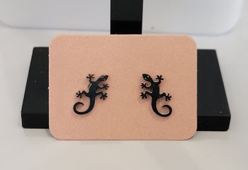 BOUCLES D'OREILLES CLOUS SALAMANDRE ARGENTE ! NEUF!