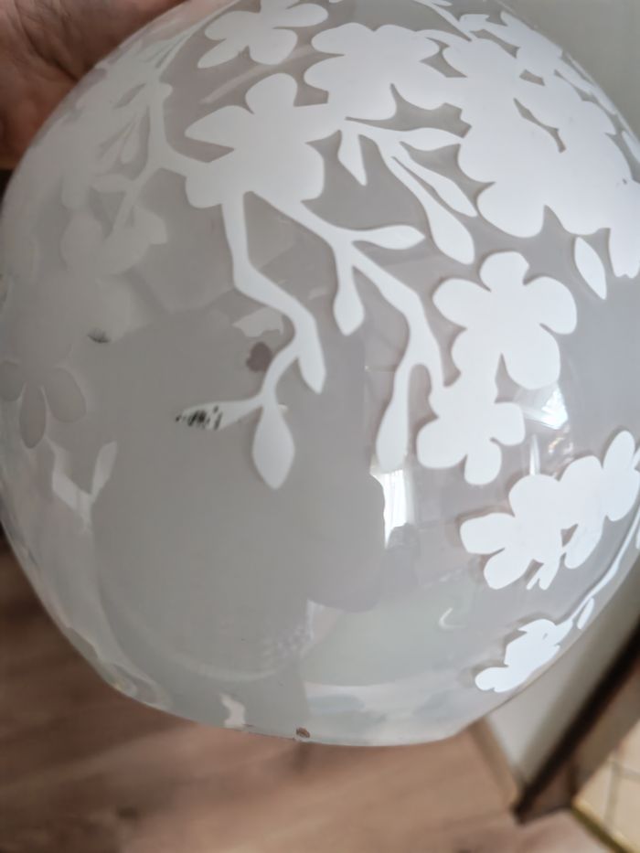 Lampe abat-jour à poser en verre transparent motifs floraux Ikea - photo numéro 4