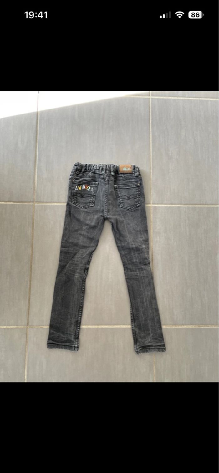 Jean Sergent-major Noir 6ans 116cm enfants garçon Brodé Délavé - photo numéro 4