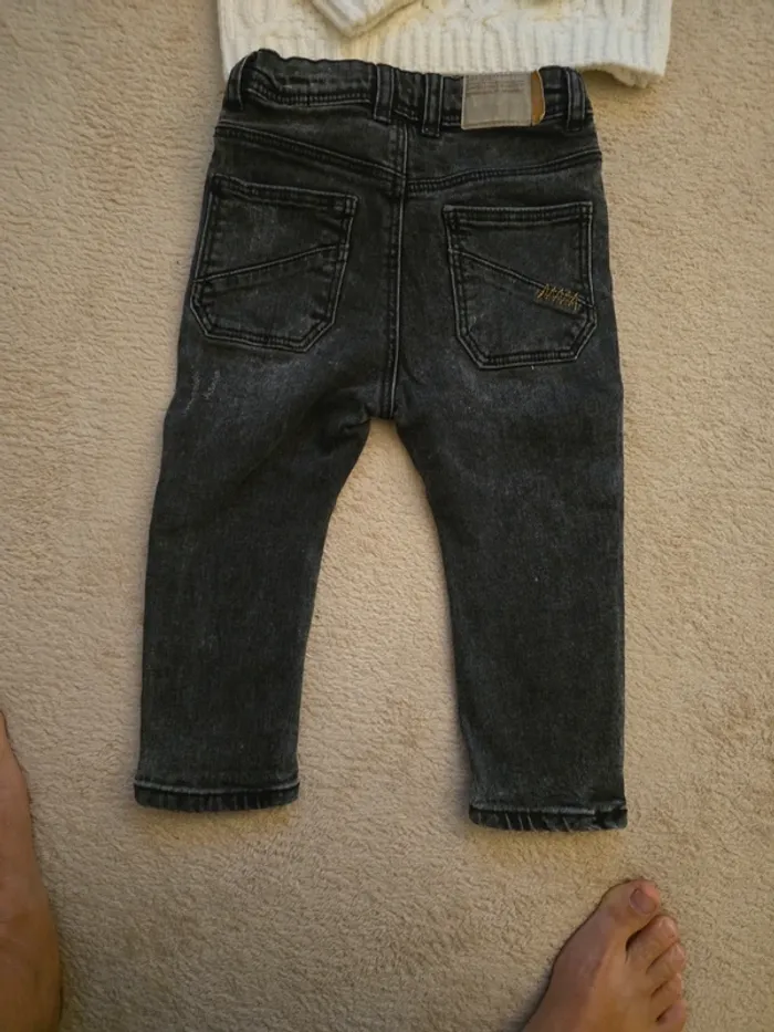 92 cm lot jean slim effet delave et pull torsadé - photo numéro 5