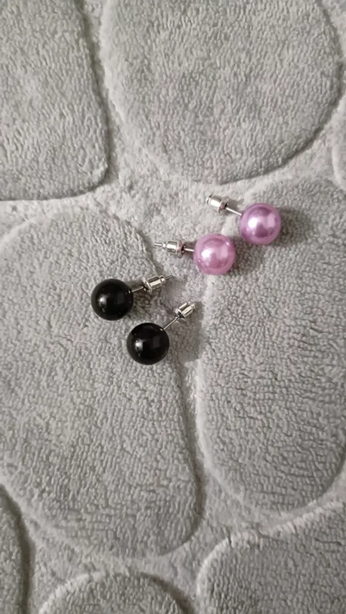 Lot 2 paires boucles d'oreilles perles - photo numéro 4