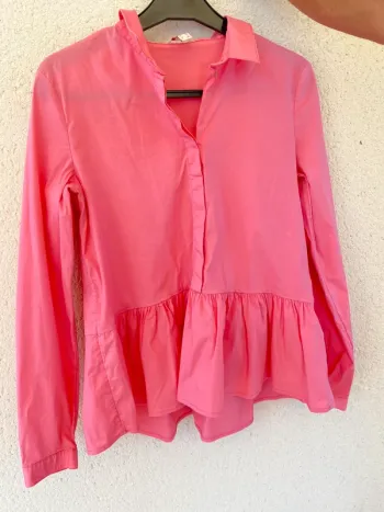 chemise esprit avec volants rose taille 36