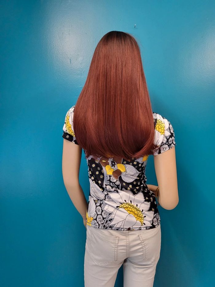 Jus d'orange haut style rétro noir jaune * taille S * - photo numéro 7