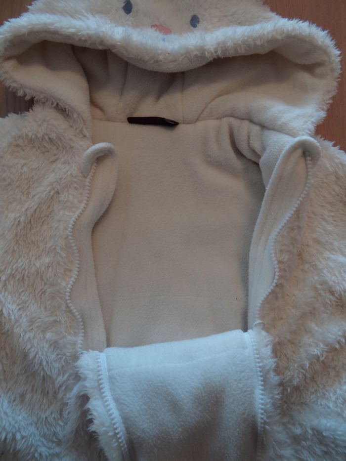 Combipilote Sergent Major bébé fille, petit chat crème, doublée polaire. Taille 6 mois. - photo numéro 2