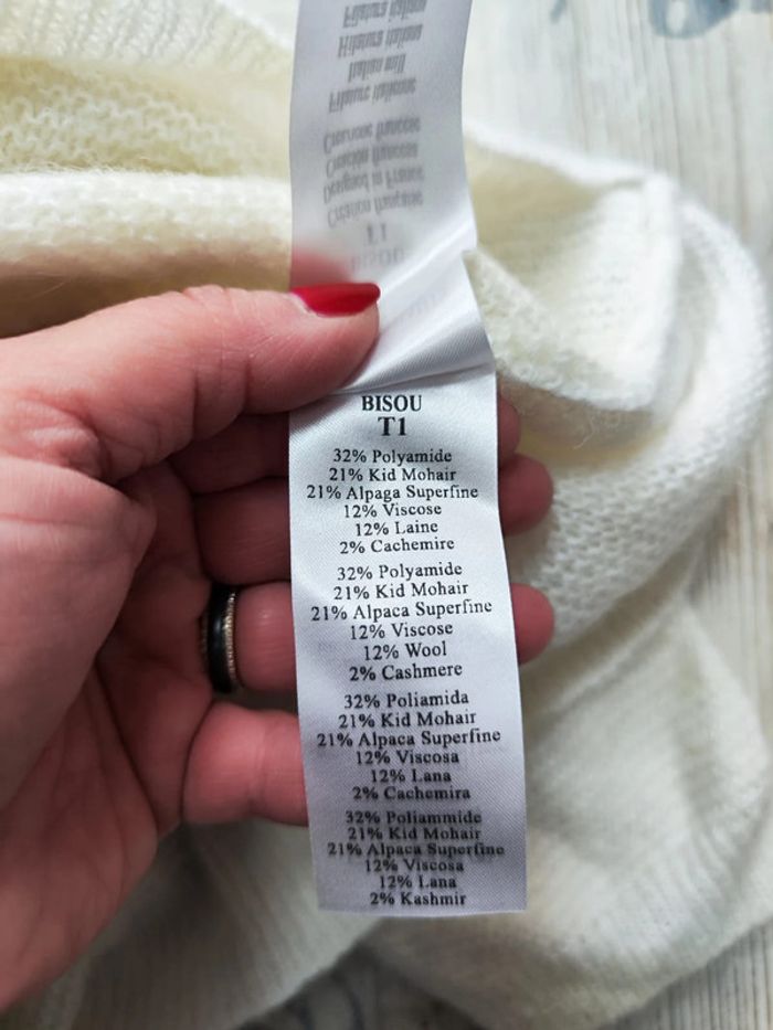 Pull blanc col montant Des petits hauts Bisou Taille 1 - photo numéro 5