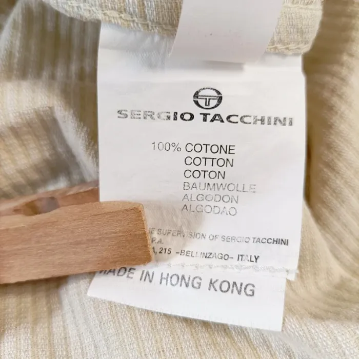 Chemise beige Sergio Tacchini vintage – 100 % coton, manches courtes L A650 - photo numéro 16