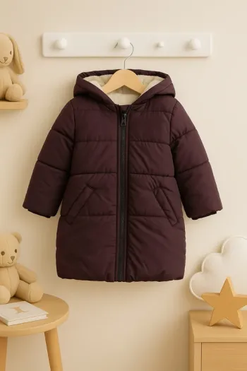 Manteau à capuche couleur prune 36 mois - Jacadi