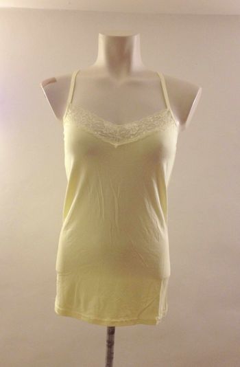 Débardeur féminin jaune col V dentelle T 38 Zeeman