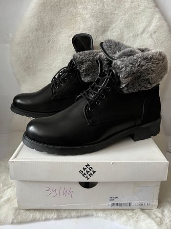 Bottines noires en cuir et fourrure synthétique San Marina pointure 41, modulables