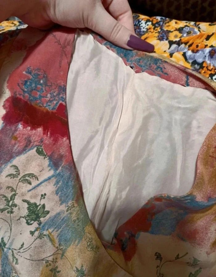 Robe midi à manches longues vintage faite main col V taille 44 - photo numéro 7