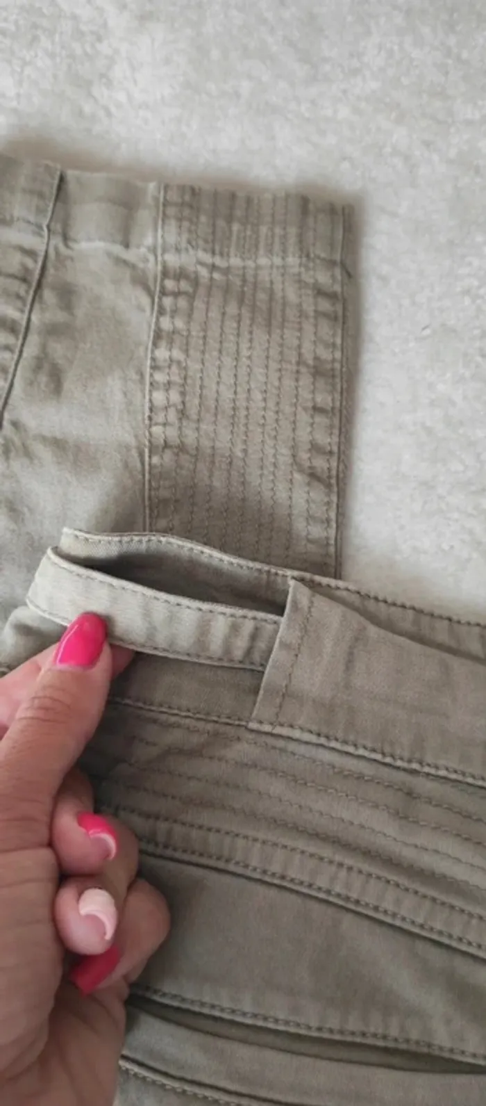 Pantalon chino 123 Un Deux Trois Paris beige coton élasthanne - photo numéro 6