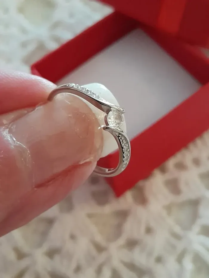 Bague fine, argent 925, avec zirconium et strass, taille 52 - photo numéro 8