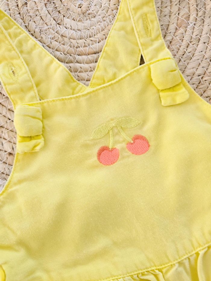 Barboteuse combi short jaune cerises 3 mois bébé fille - photo numéro 2