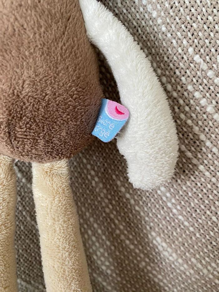 Peluche doudou 28cm sucre d’orge ours blanc beige marron très bon état - photo numéro 5