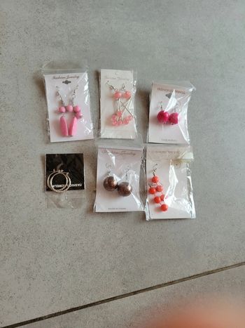 Lot bijoux boucles d'oreilles pendentif perle créole