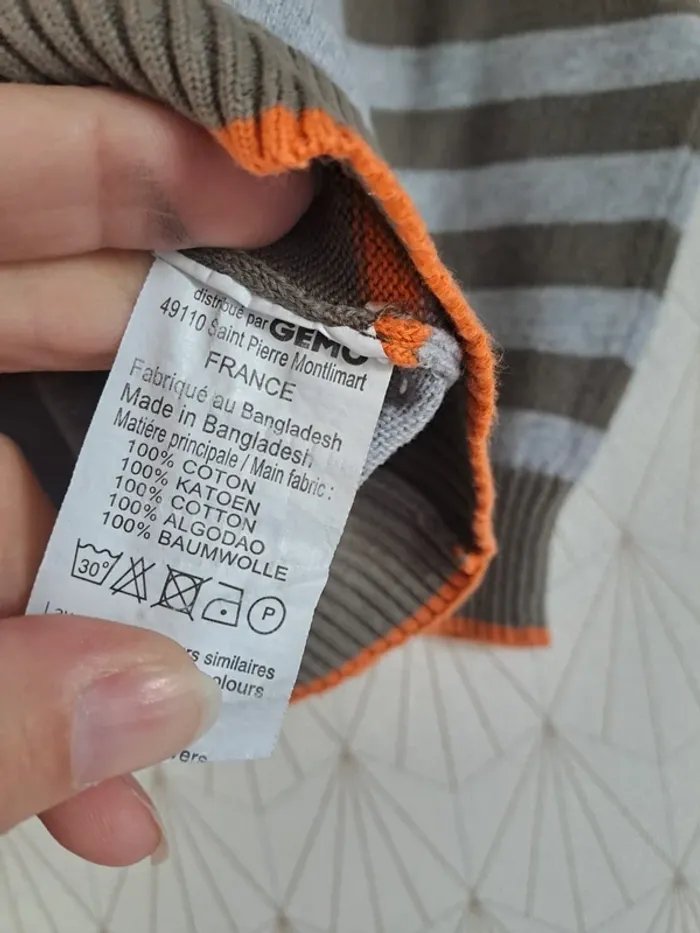 Pull rayé garçon tbe orange kaki gris sidewalk 6 ans - photo numéro 3