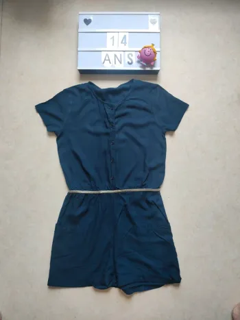 Combinaison short bleu taille 14 ans monoprix