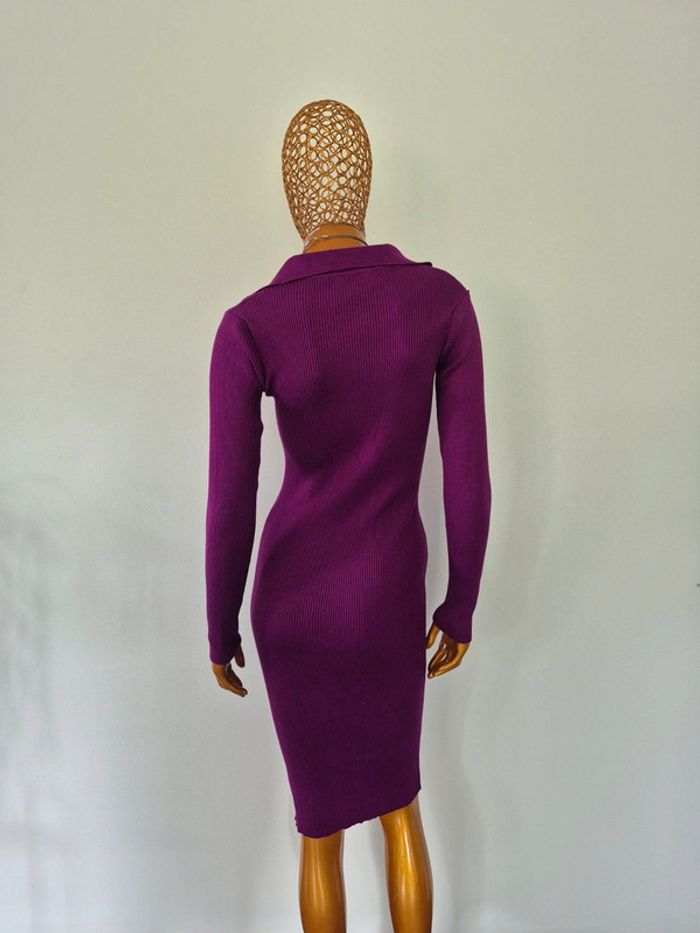 Robe Longue Femme Violette Manches Longues Col V Taille M/L - photo numéro 2