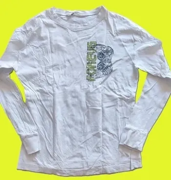 👕 T-shirt manches longues H&M garçon 12 ans blanc avec motif