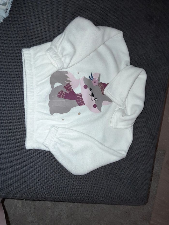 Pull beige petit chat, col zippé - photo numéro 2