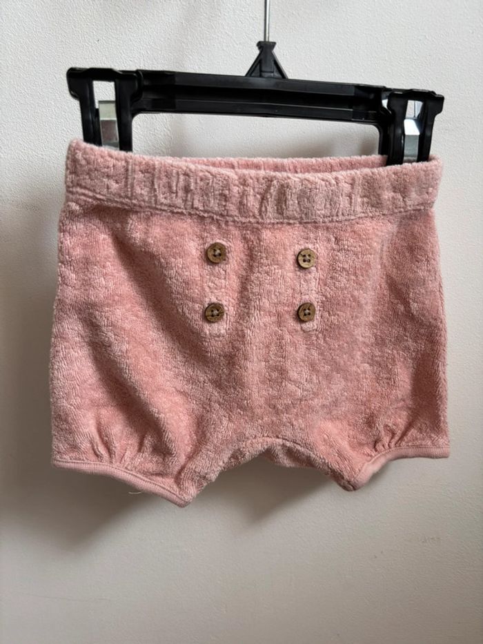 Ensemble été short éponge + t-shirt lapin rose 3 mois - photo numéro 8