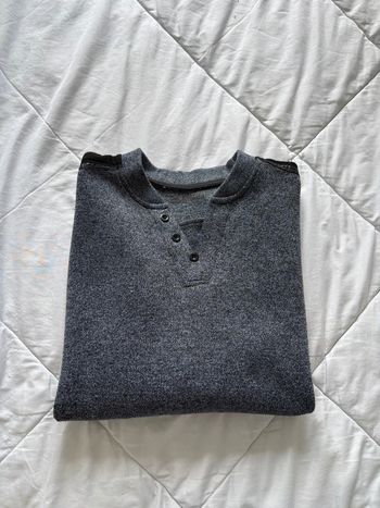 Pull gris noir chine début 2000 y2k homme col V bouton coton taille M
