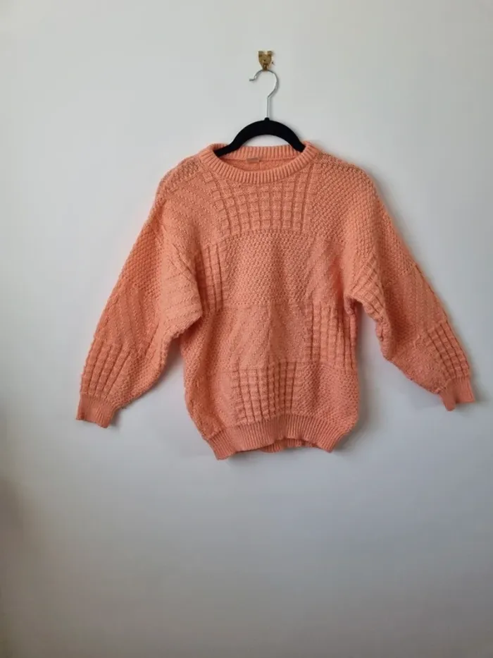 Pull over tricoté rose saumon vintage - photo numéro 8