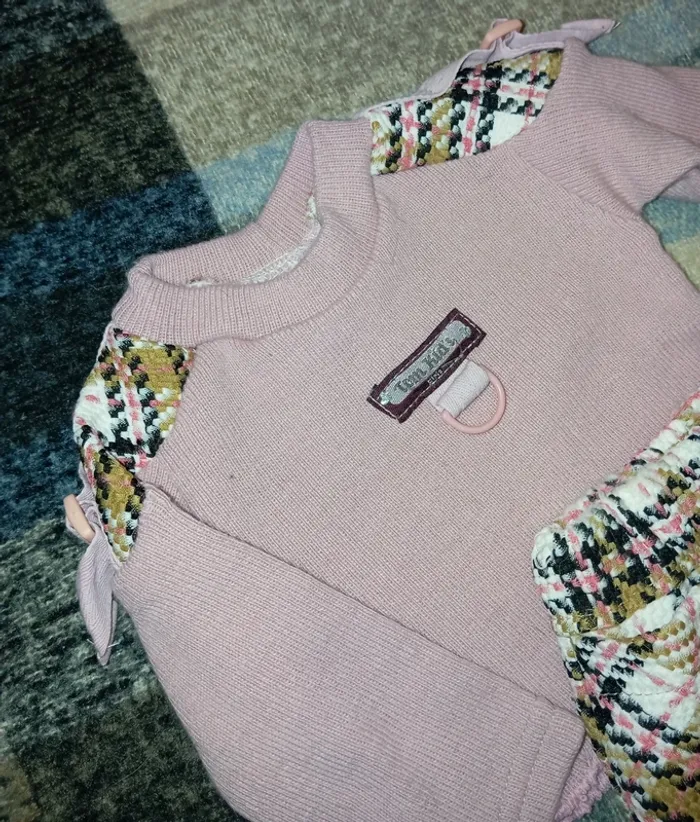 Ensemble fille rose en laine taille 6 mois - photo numéro 2