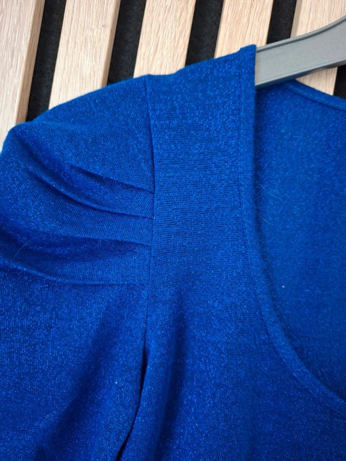 Blouse haut bleu électrique irisé T 36 - photo numéro 4