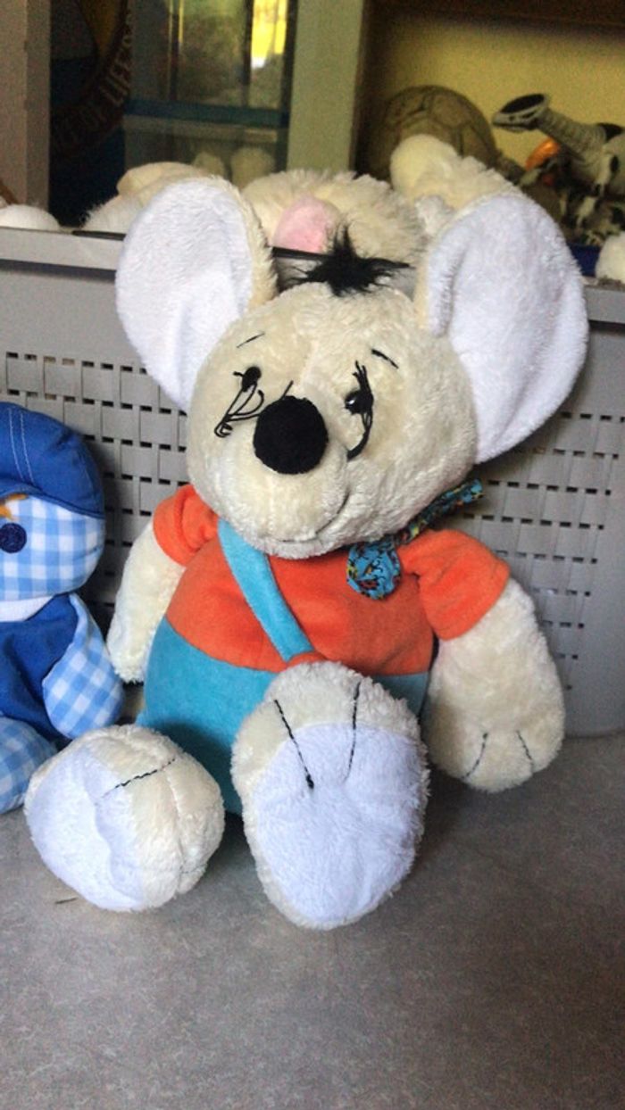 Lots de 2 peluches une souris et un petit bonhomme bleu - photo numéro 2