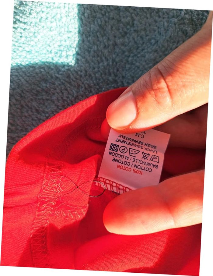 T-Shirt Manches Courtes 0/2 ans 100% coton rouge - photo numéro 3