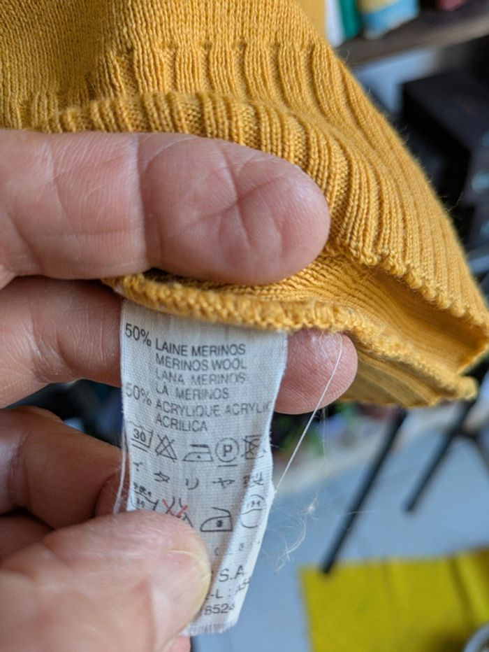 Pull laine mérinos moutarde Alain Manoukian - photo numéro 4