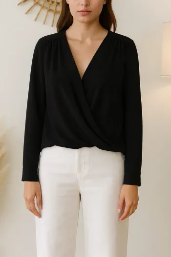 Blouse croisée drapée cache cœur H&M