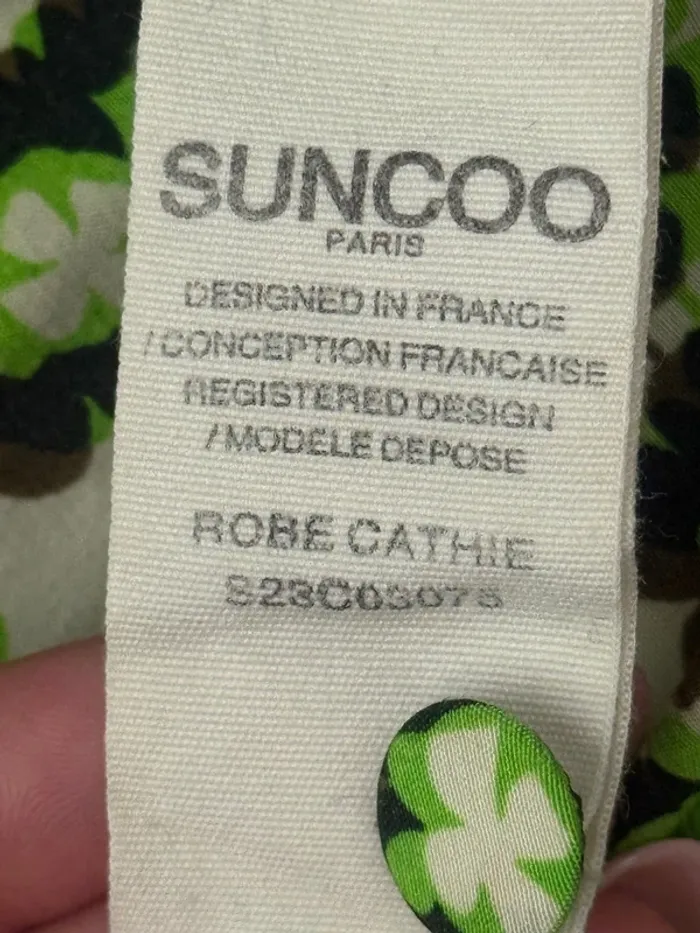 Robe chemise midi Suncoo Paris – Imprimé vert abstrait – Taille XS - photo numéro 7