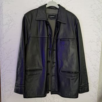 Veste noire en cuir homme