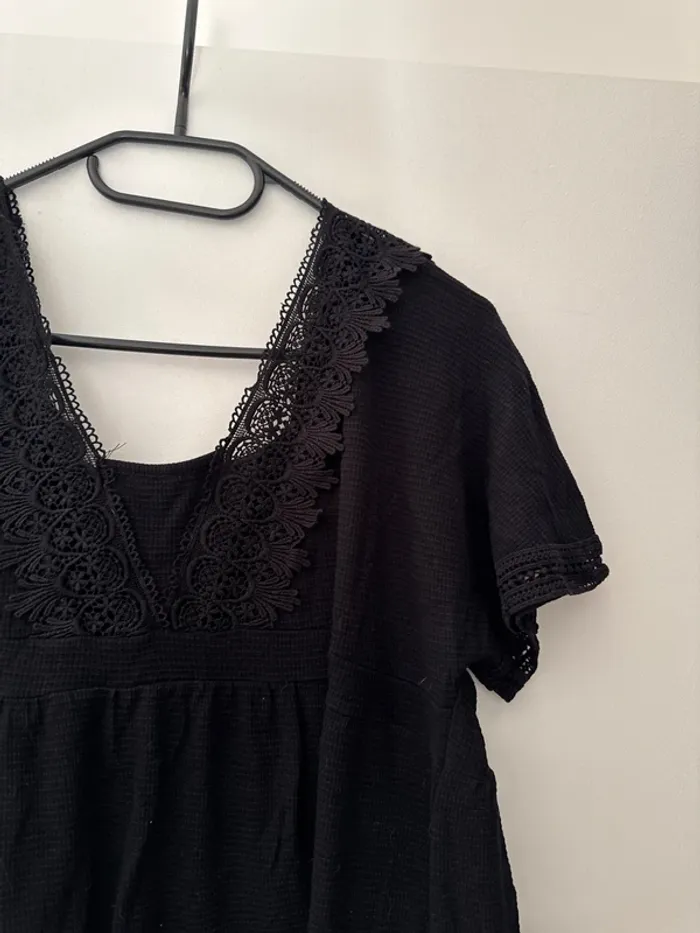 T shirt Bonobo noir avec dentelle - photo numéro 2
