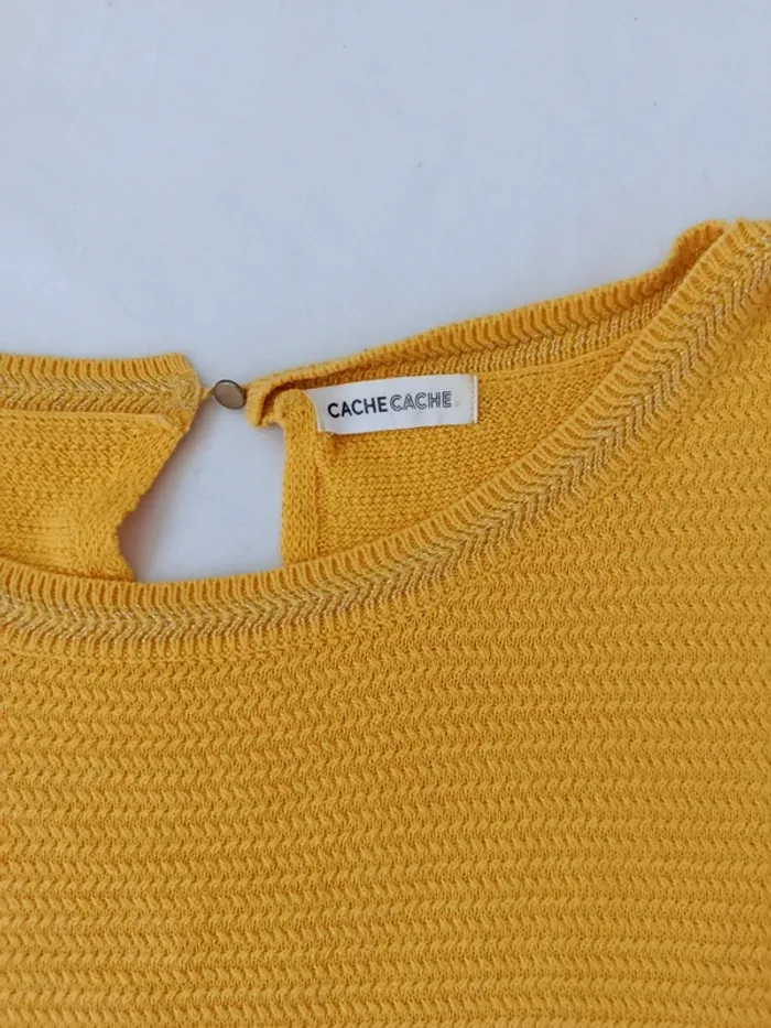 Petit pull en maille jaune cache cache taille M - photo numéro 3