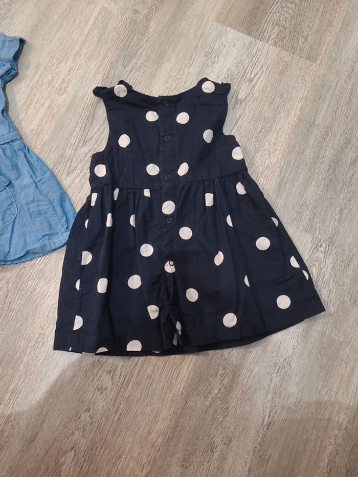 Lot 2 robes jean et bleu marine à pois blanc - photo numéro 3