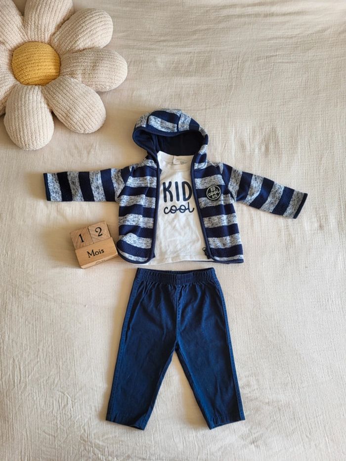 Joli Ensemble t-shirt pantalon et gilet bébé garçon rentrée Septembre automne hiver - photo numéro 3