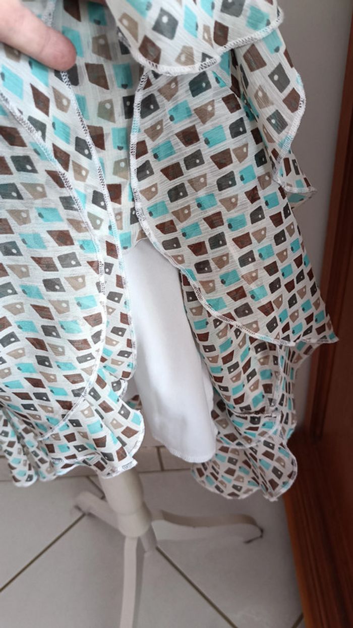 Jolie robe crème imprimé turquoise - photo numéro 5