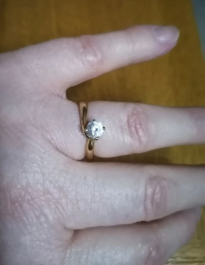 Bague style solitaire plaqué or taille 52 - photo numéro 2