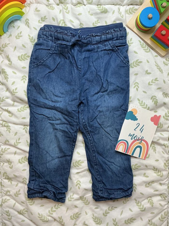 jean bleu foncé doublé kimbaloo 24 mois - photo numéro 2